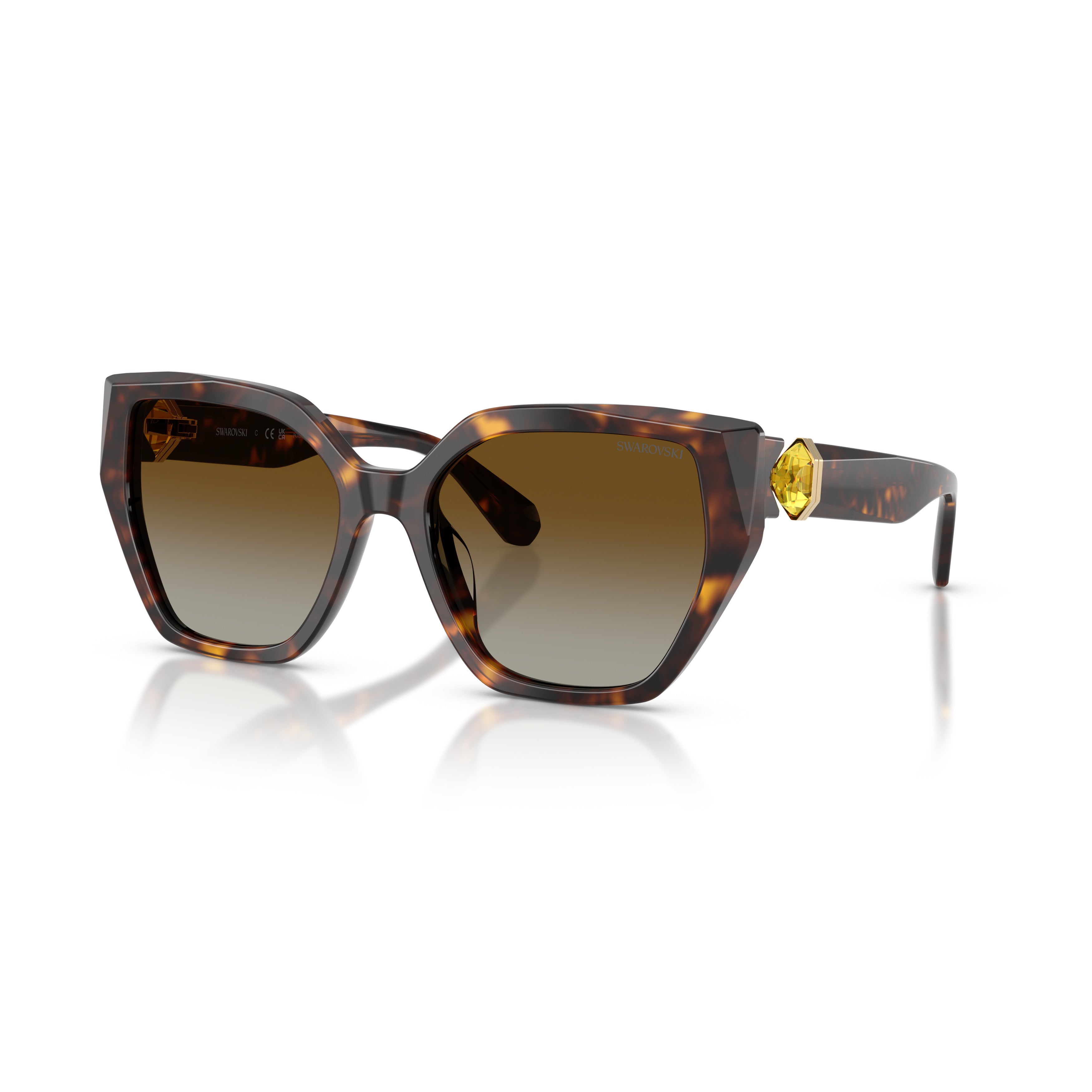 0Sk6044U Oversized Geometric Tortoiseshell Sunglasses with Crystal Embellishment