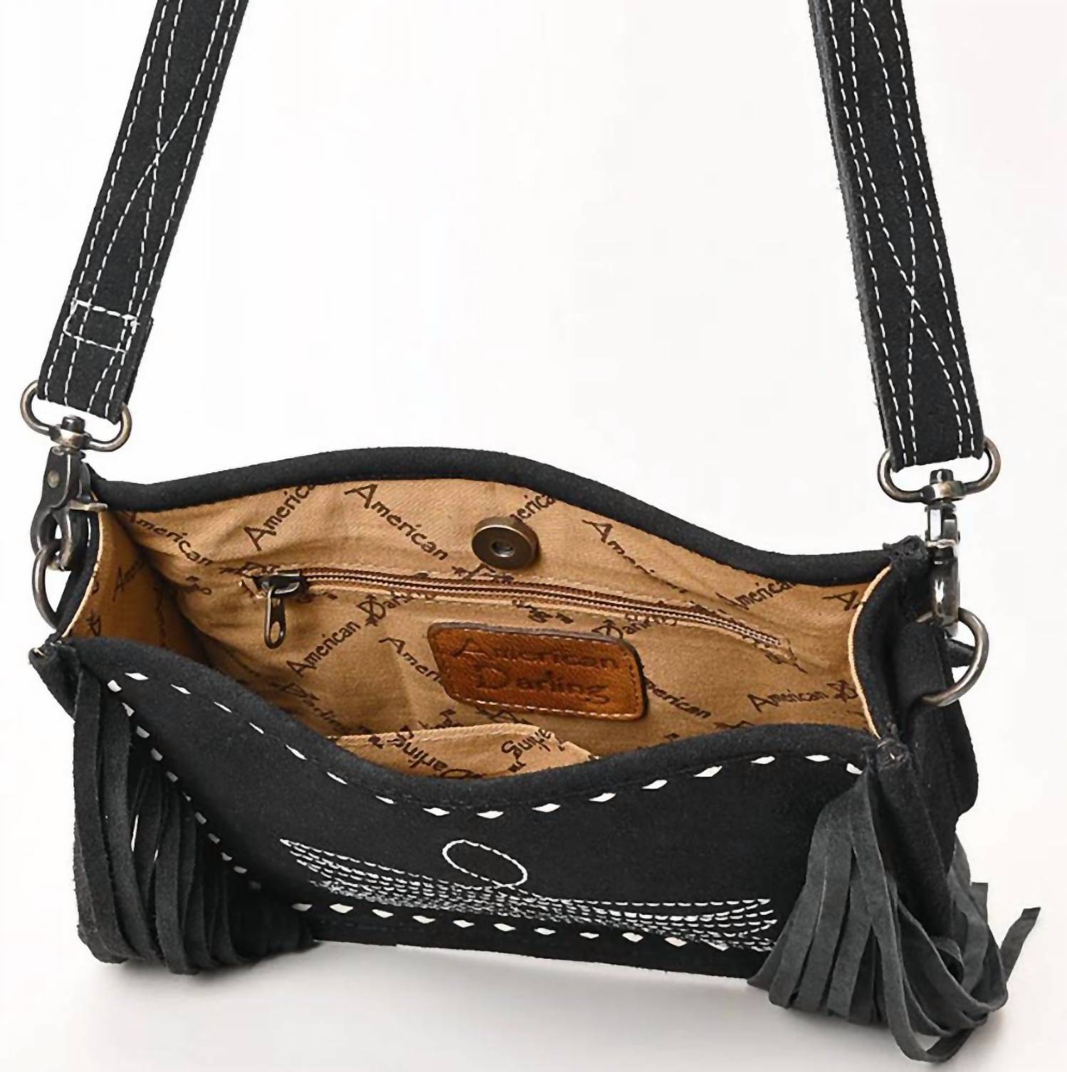 Women's Boot Stitch Crossbody Bag In Black