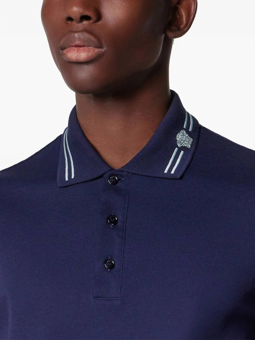 Embroidered Cotton Polo Shirt In Navy