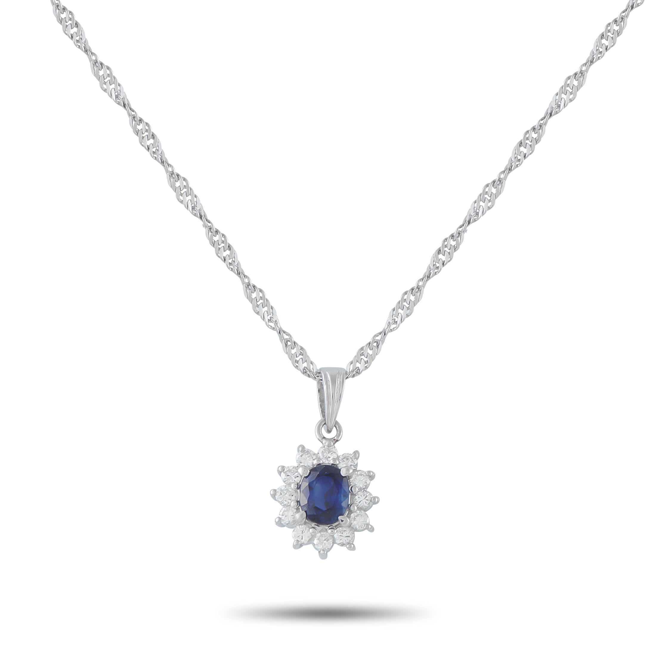 LB Exclusive Platinum 0.39ct Diamond and Sapphire Pendant Necklace MF11-041326