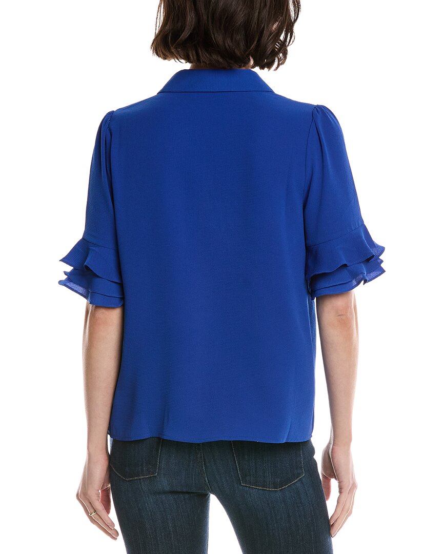 CeCe 3/4-Sleeve Button Front Collared Top