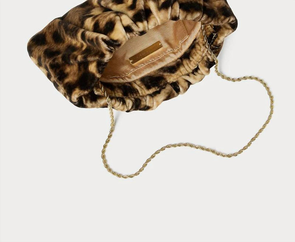 Women's Serena Gathered Velvet Clutch In Leopard