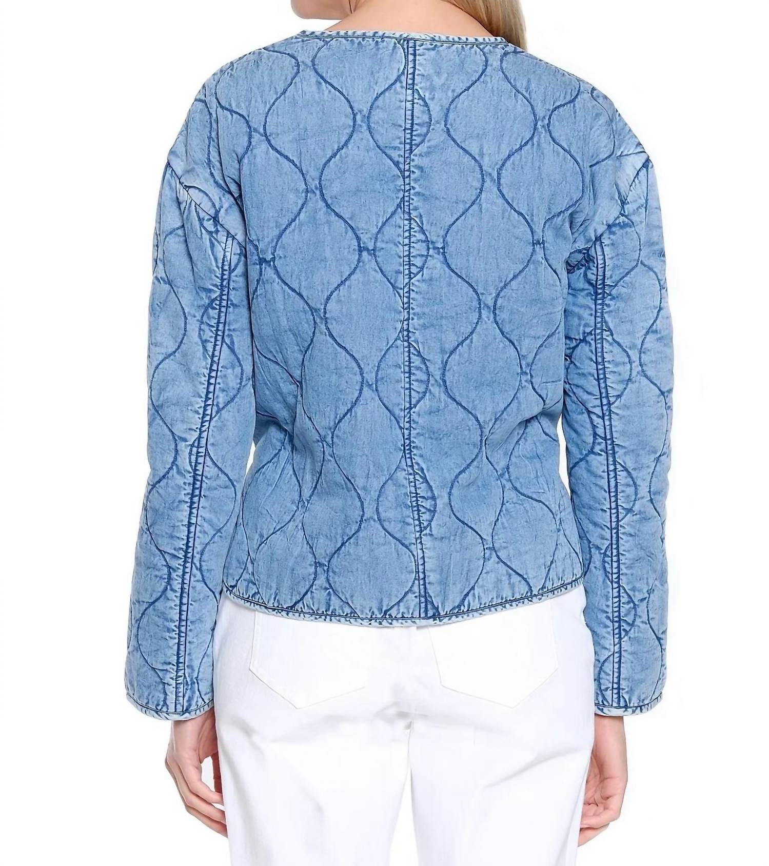 Quilted Denim Jacket In Medium Indigo