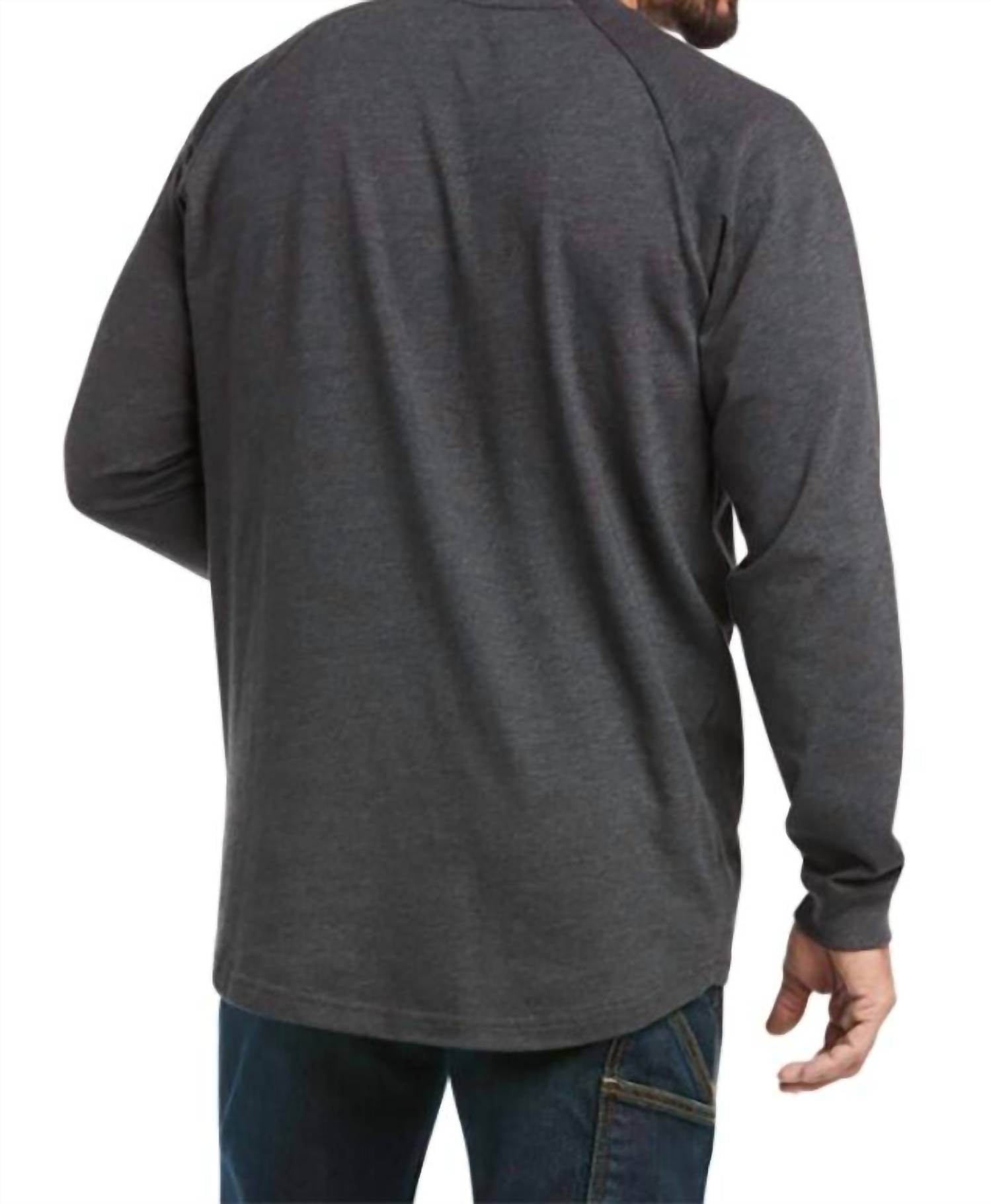 Men's Rebar Cotton Strong Graphic Team Top In Charcoal/green