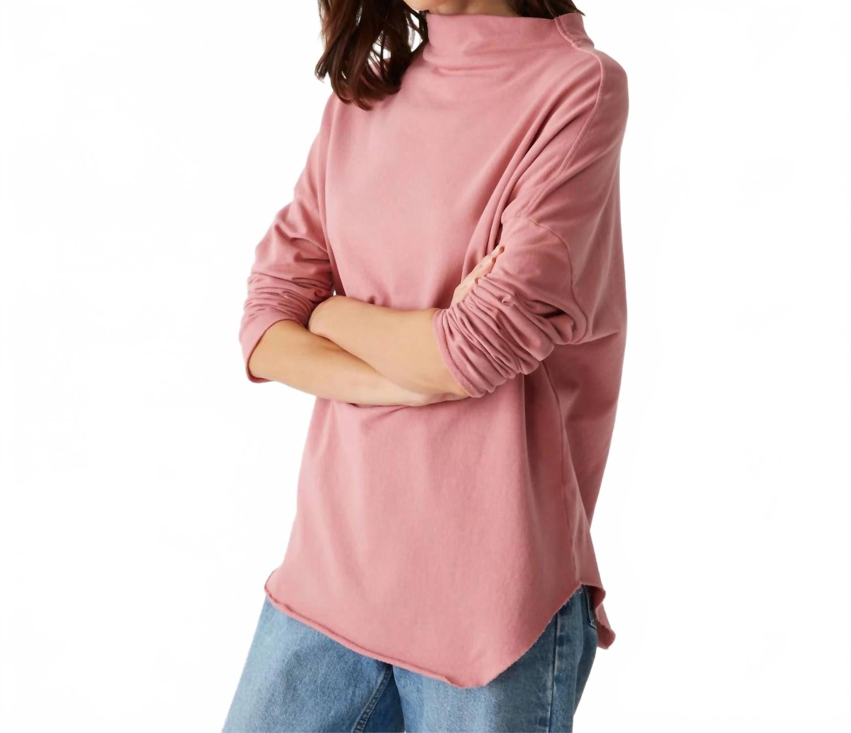 Laurel Mock Neck Top In Pink