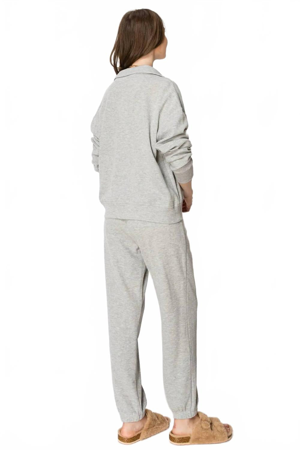 Waffle Knit Jogger Set In Grey