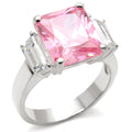 High-Polished 925 Sterling Silver Ring with AAA Grade CZ in Rose