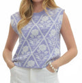 Textured Diamond Knit Sleeveless Top In Periwinkle