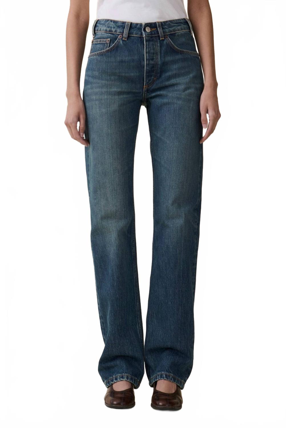 Sisli Mid Rise Straight Leg Jeans In Tinta Verde