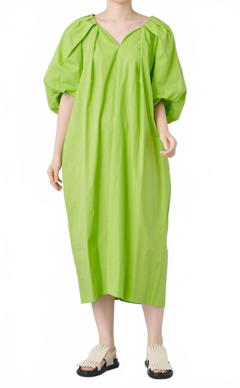 Tucked Cocoon Dress In Apple