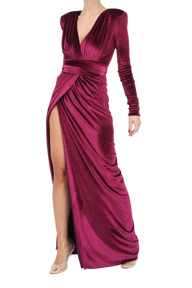 Long Velvet Dress - Red