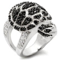 Rhodium + Ruthenium Brass Ring with AAA Grade CZ in Jet