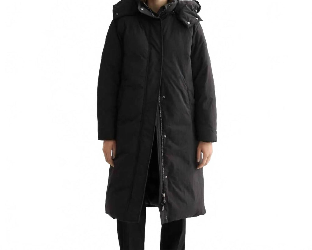 Longline Puffer Jacket In Black