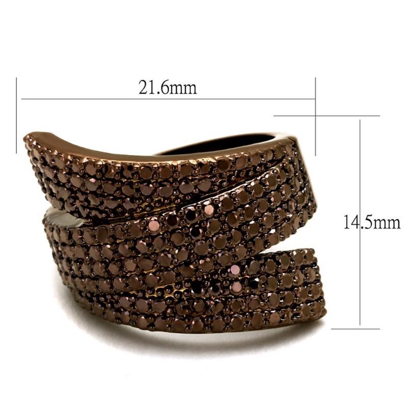 IP Coffee light Brass Ring with AAA Grade CZ in Light Coffee