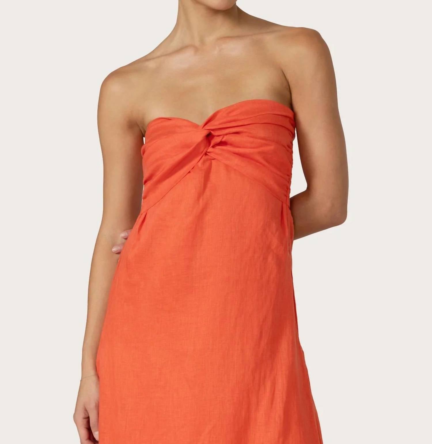 Melody Linen Maxi Dress In Salsa Coral