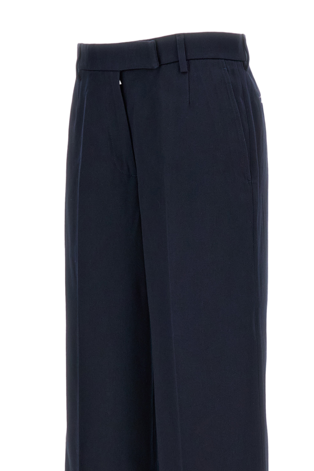 Blue Cotton Gabardine Chino Trousers