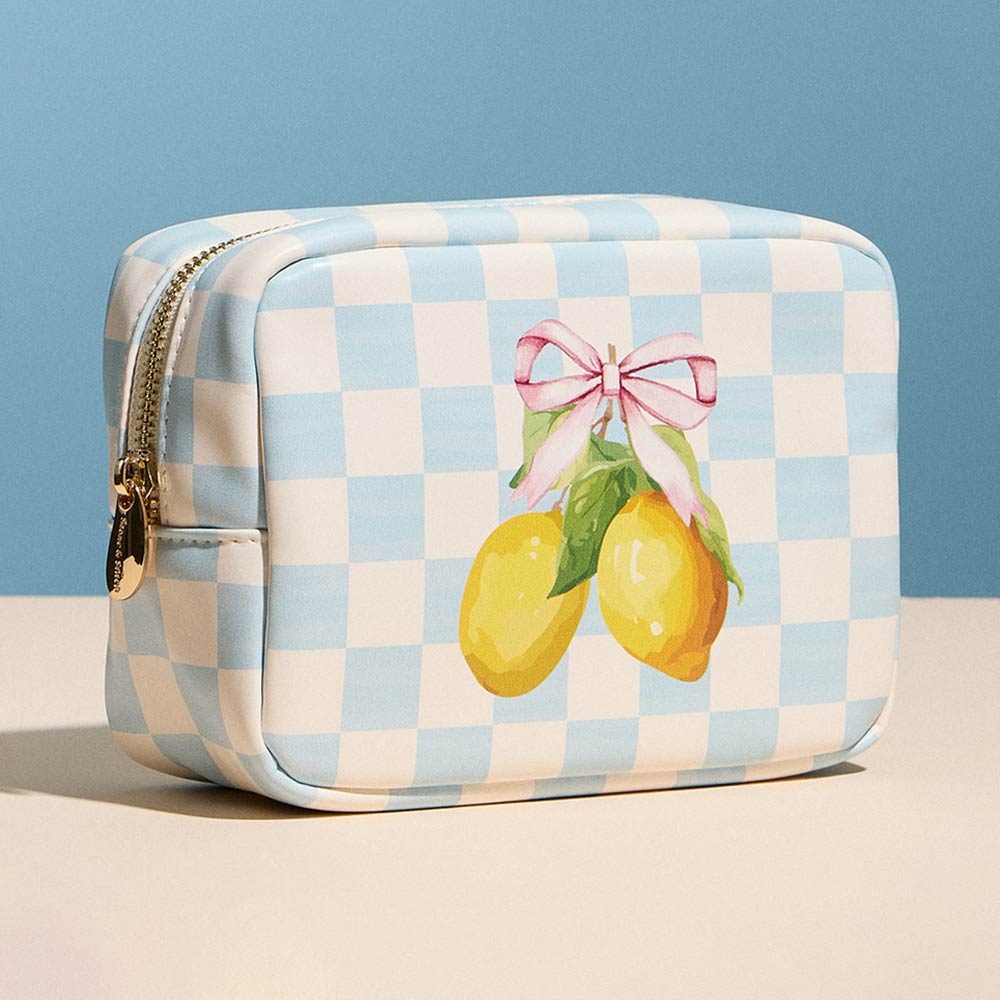 Lemon Bow Print Portable Cosmetic Pouch Bag