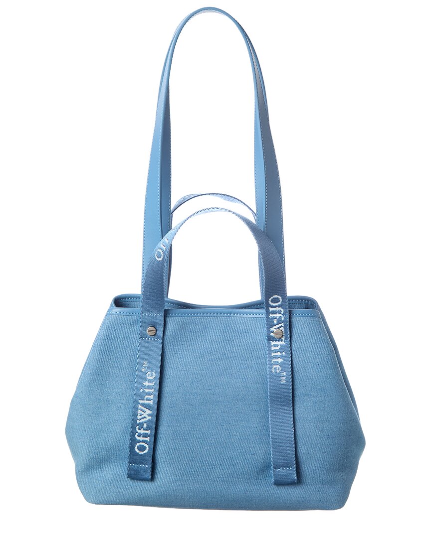 Off-White East West Small Denim & Leather Tote