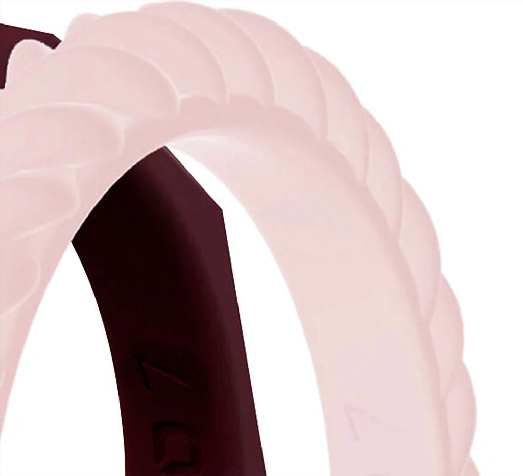 Women's Stackable Silicone Wedding Ring Set In Maroon Blush