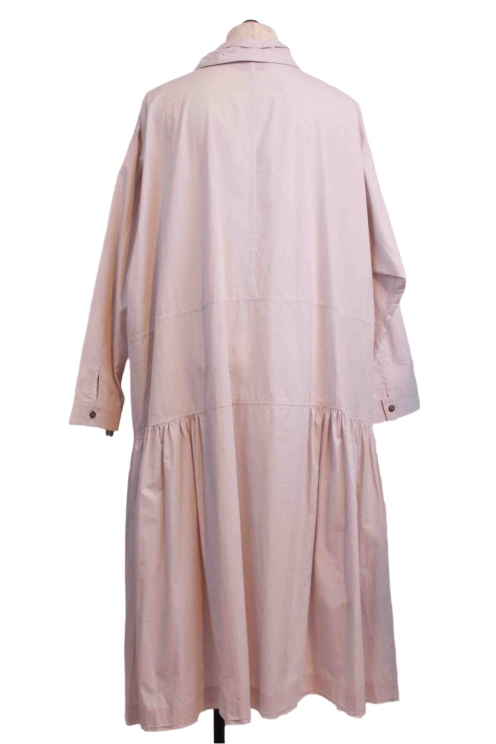 Women's Uneven Gathered Side Cotton Shirt Dress In Light Gray