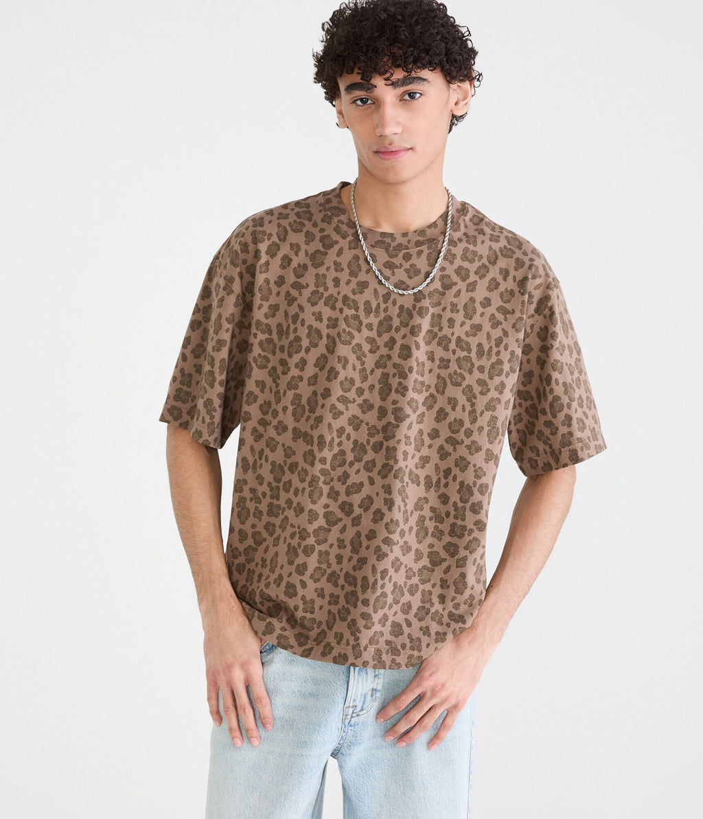 Aeropostale Leopard Print Heavyweight Crew Tee