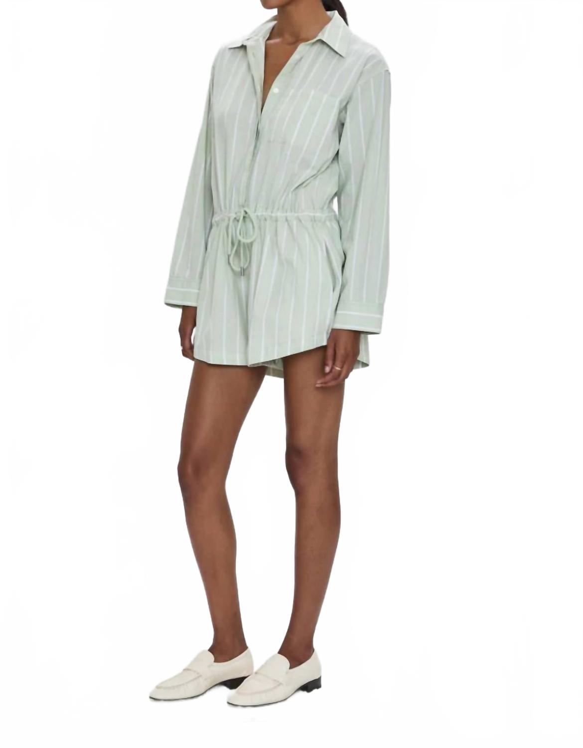 Amelie Romper In Pistachio Stripe