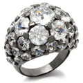 Ruthenium Brass Ring with AAA Grade CZ in Clear