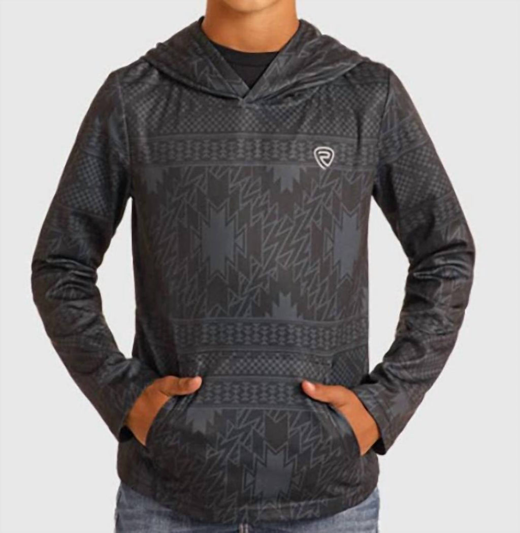 Performance Cool Feel Aztec Hoodie In Black