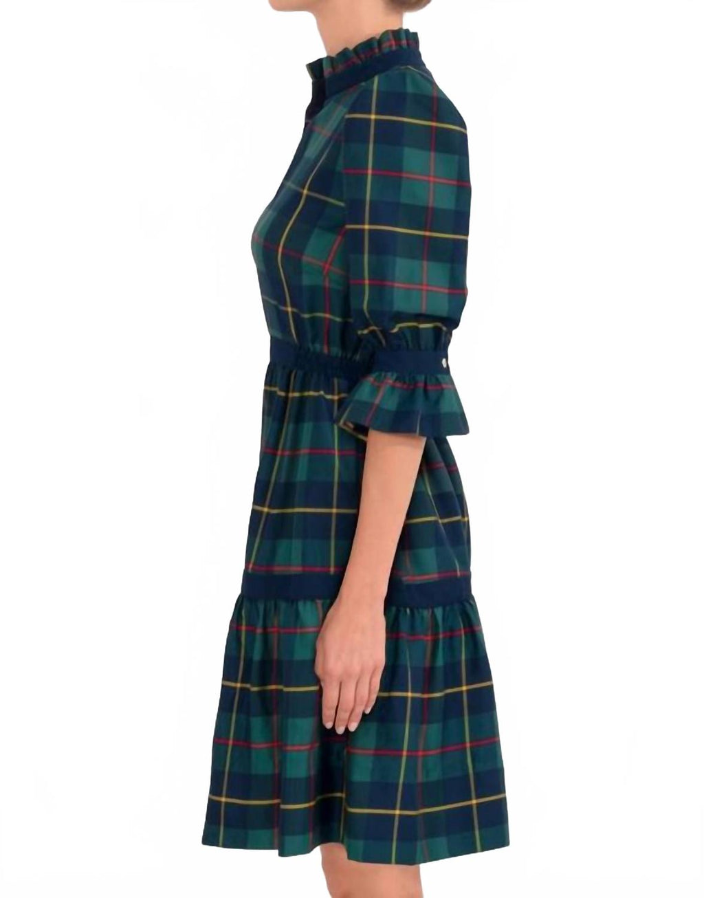 Plaidly Cooper Teardrop Dress In Green Multi