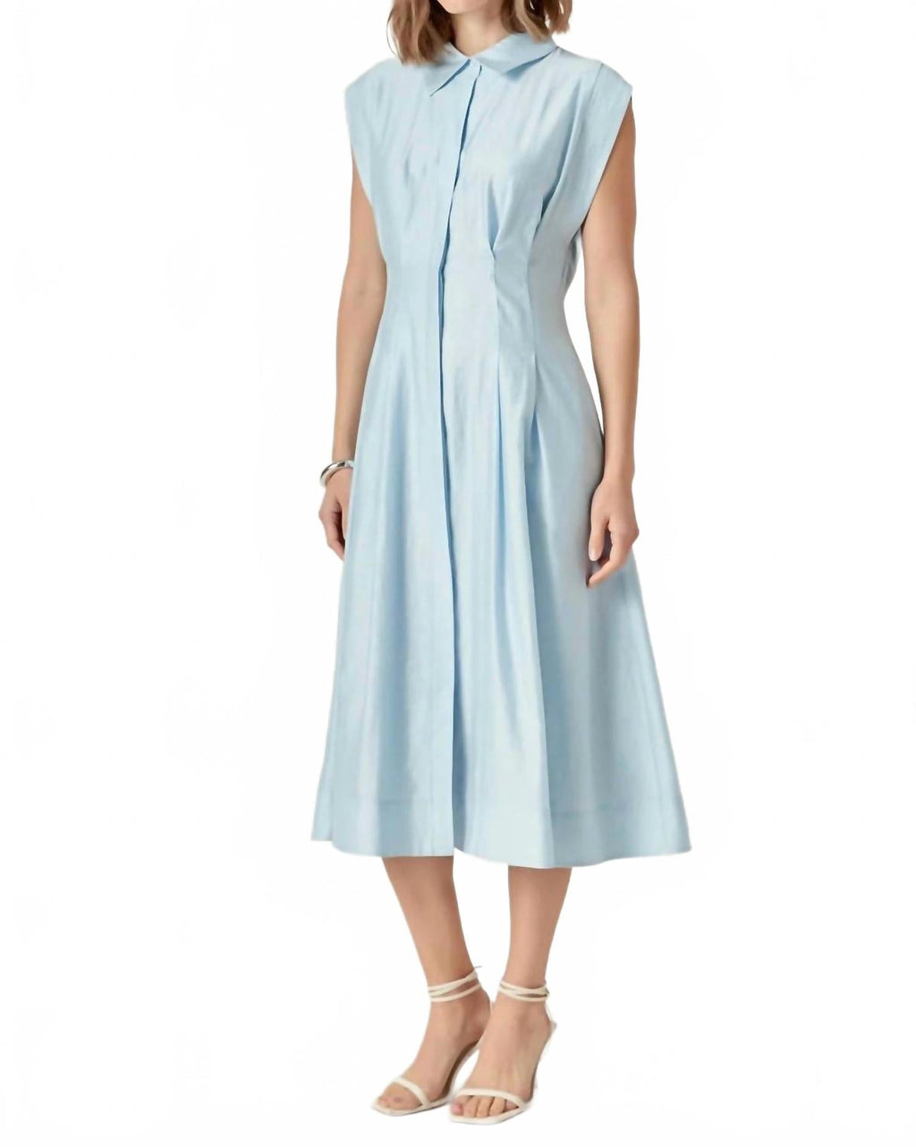 Contrast Stitch Midi Dress In Powder Blue