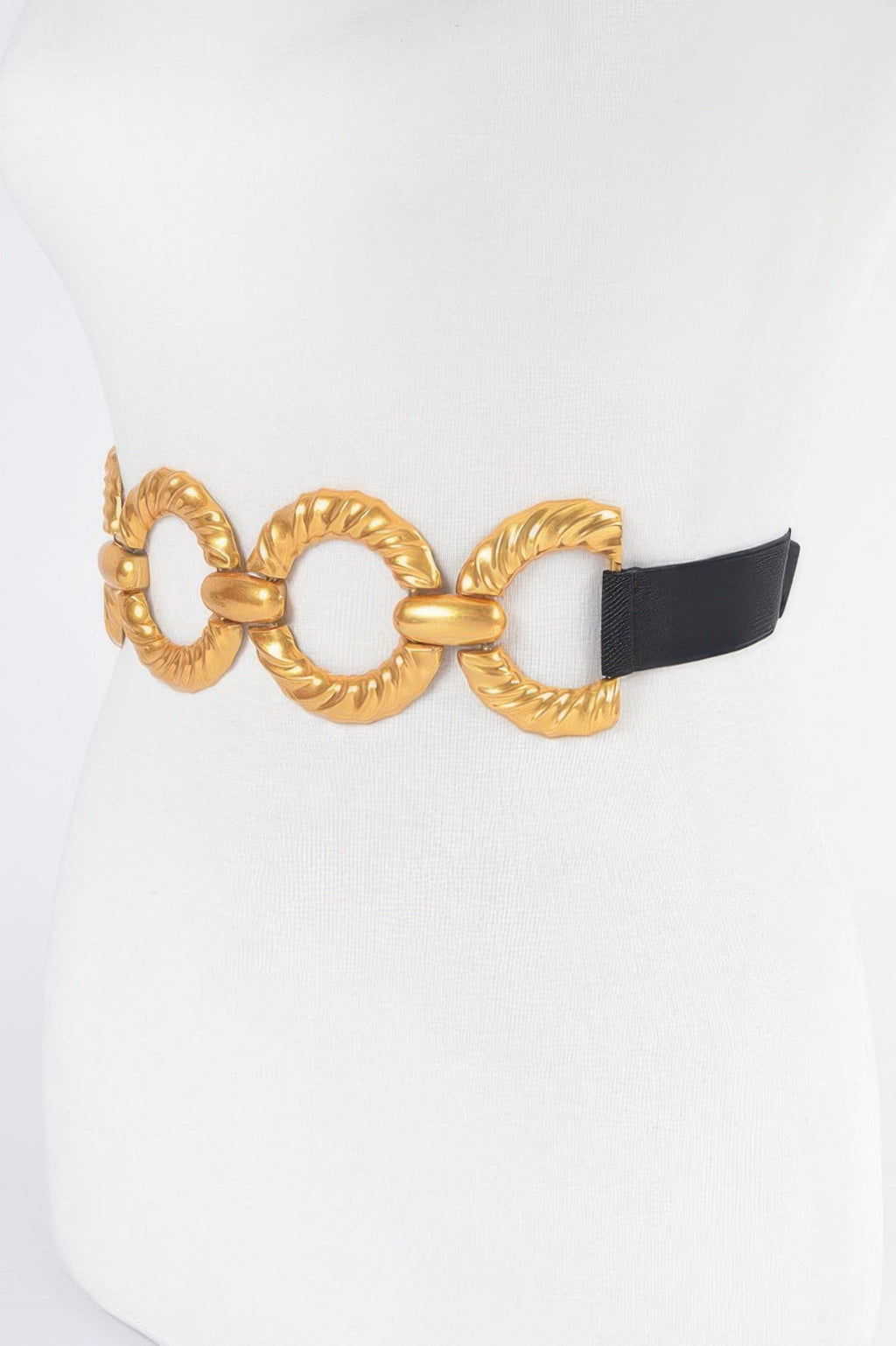 Slim Elastic Waist Belt with Multi Metal Hardware