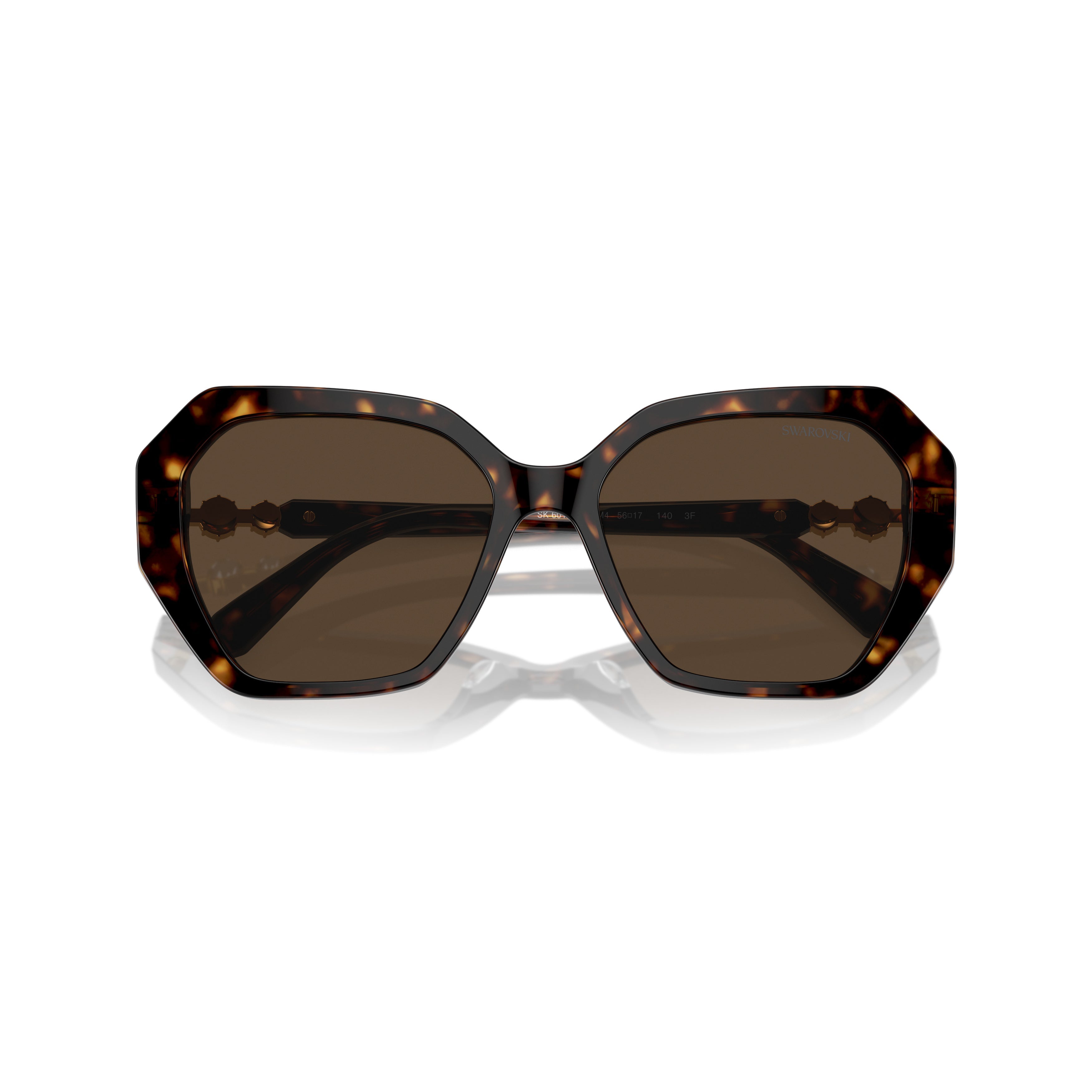 0Sk6017 Oversized Geometric Tortoiseshell Sunglasses with Crystal Accents