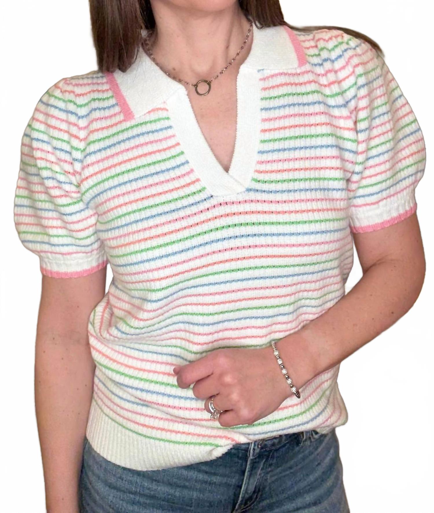 Emma Sweater In White Multi