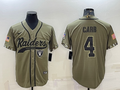 Men's Las Vegas Raiders Derek Carr #4 Olive 2022 Salute To Service Limited Jersey1 Joint Edition