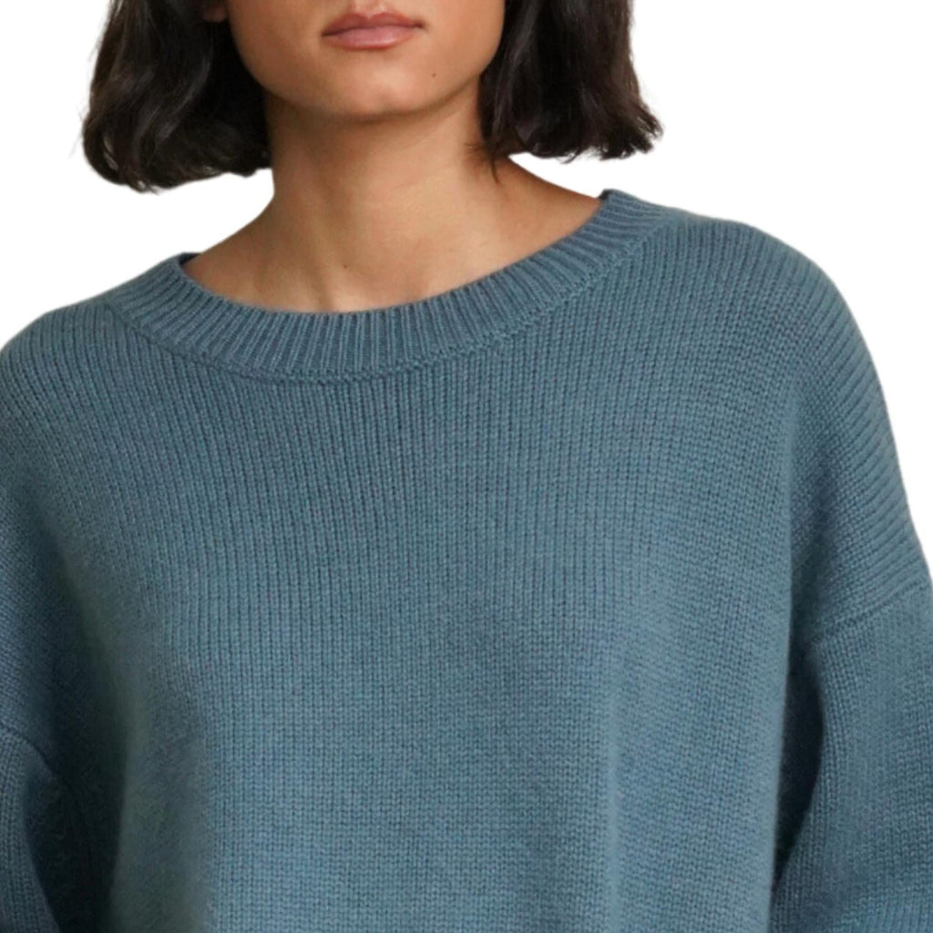 Alston Boyfriend Crew Top In Smoky Blue