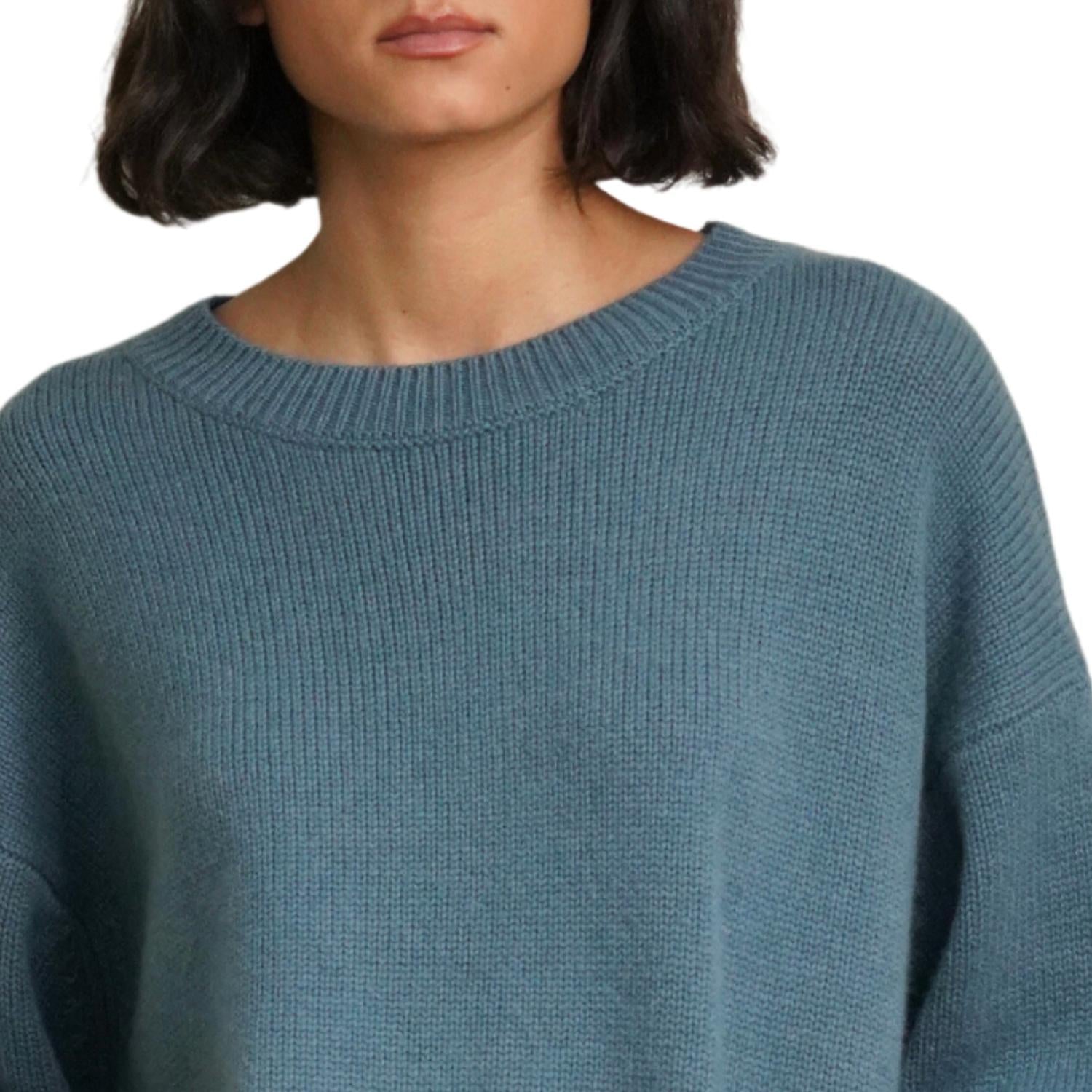 Alston Boyfriend Crew Top In Smoky Blue