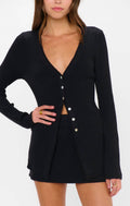Josie Mini Skort In Black Rib Knit