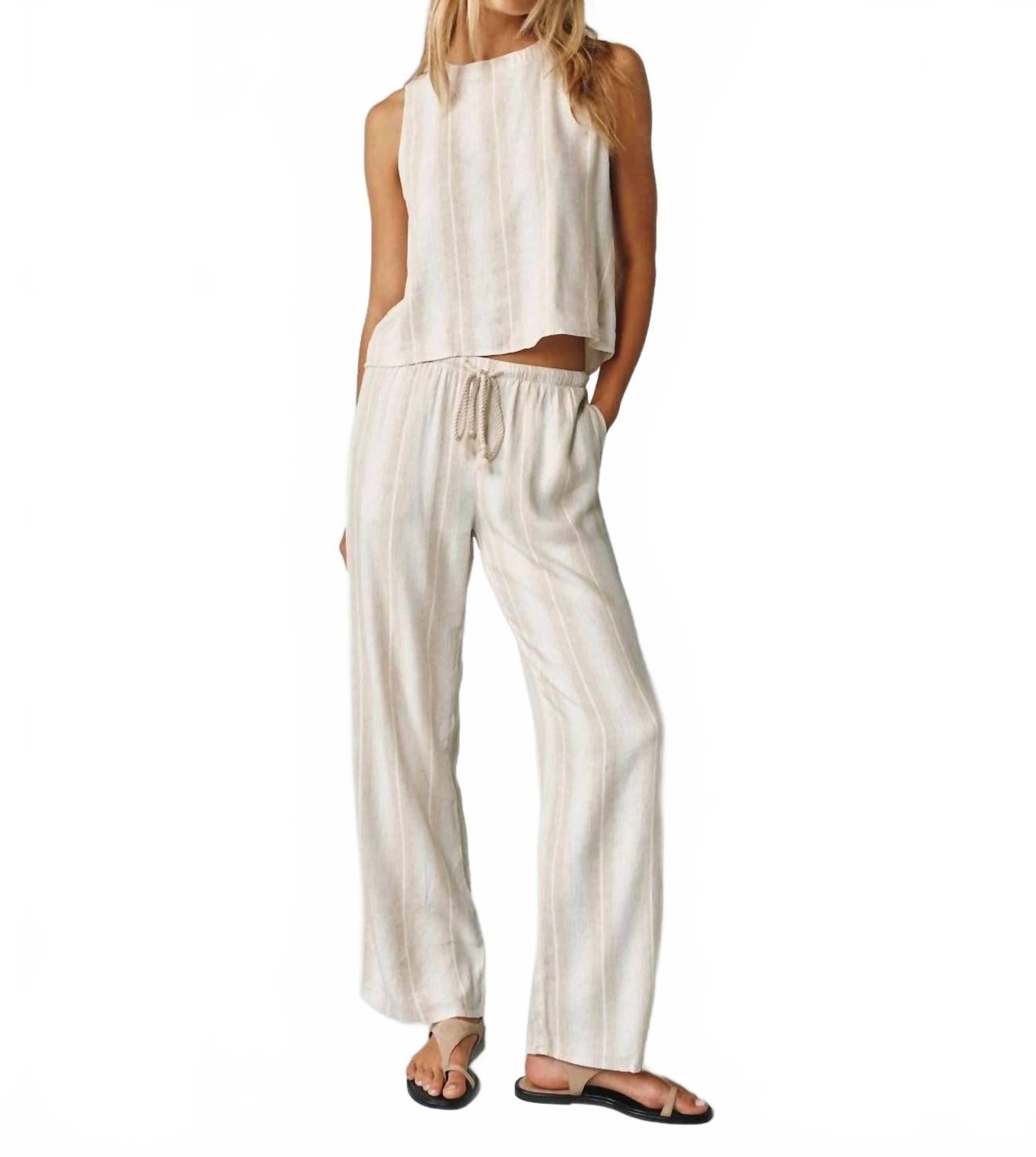 Wide Leg Drawcord Pants In Positano Sand