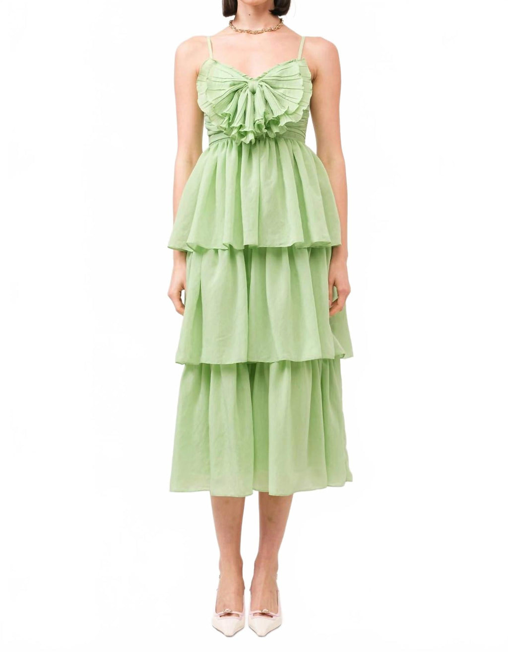Melody Solid Dress In Green