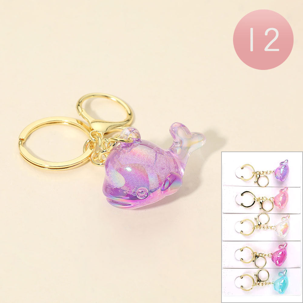 12PCS - Iridescent Dolphin Charm Keychain Bag Charms
