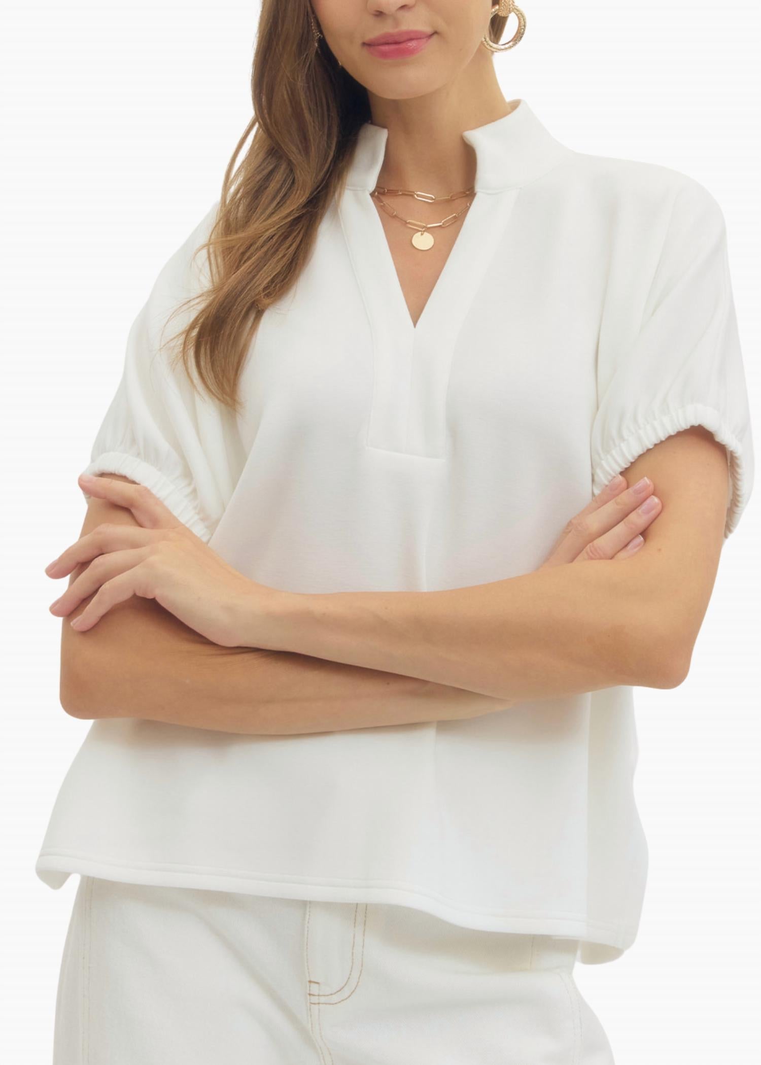 Collins Collared Top In White