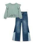 Habitual Knit Top & Patchwork Denim Set