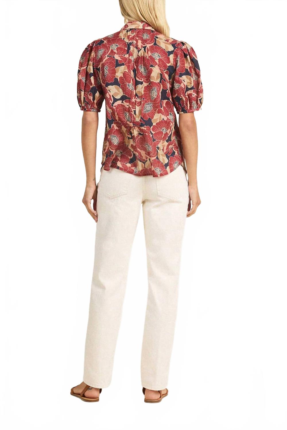 Nadine Blouse In Oleander Rouge