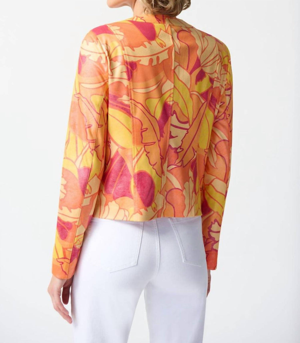 Floral Print Fitted Jacket In Pink/multi