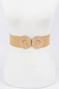 Faux Straw Elastic Two Buckles Belt