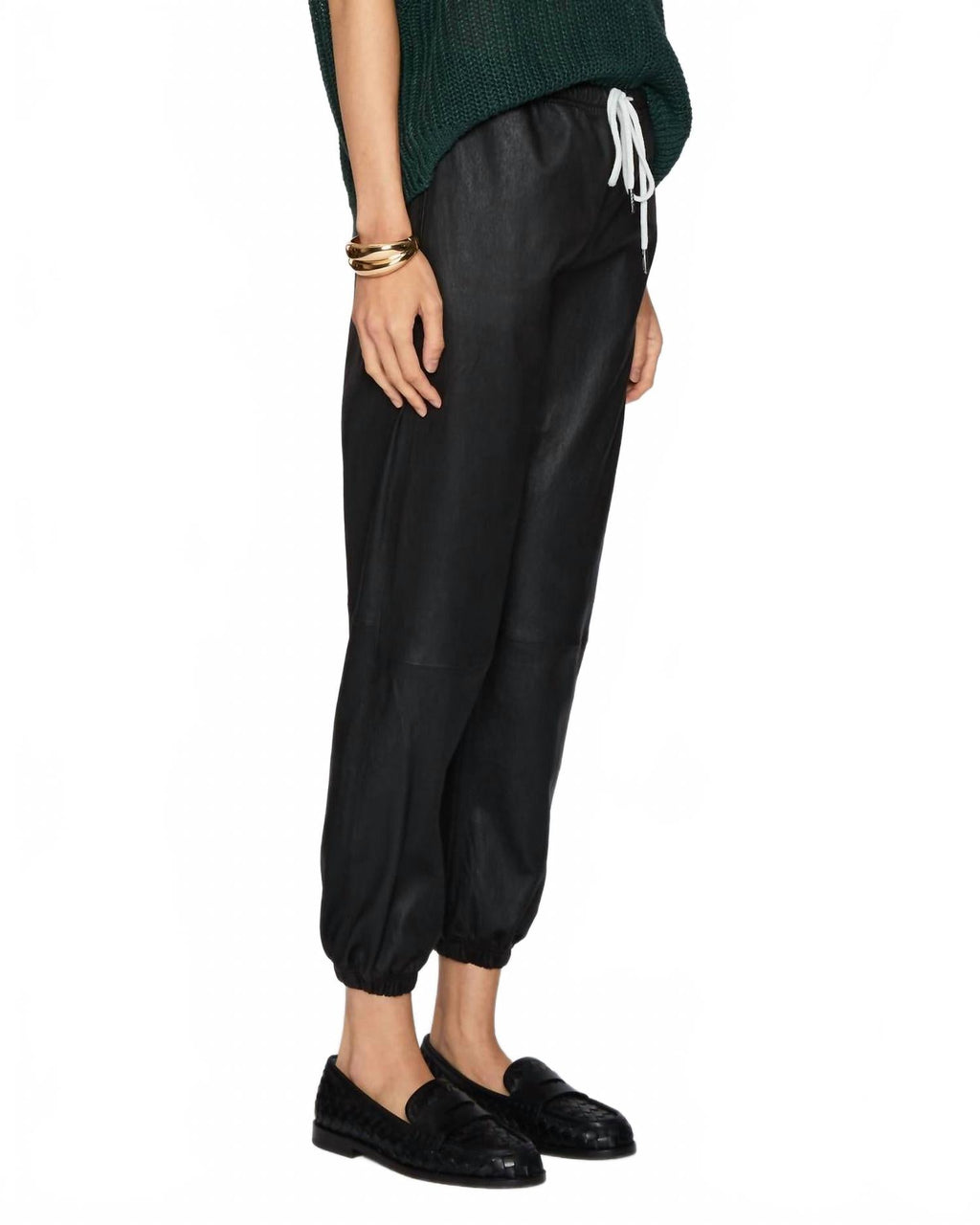 Leather High-Rise Sweatpants In Black