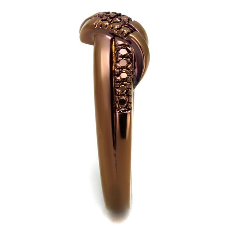 IP Coffee light Brass Ring with AAA Grade CZ in Light Coffee