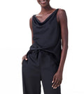 Crepe Drape Tank Top In Black