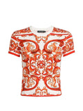 Dolce & Gabbana Women Jersey T-Shirt With Majolica Print