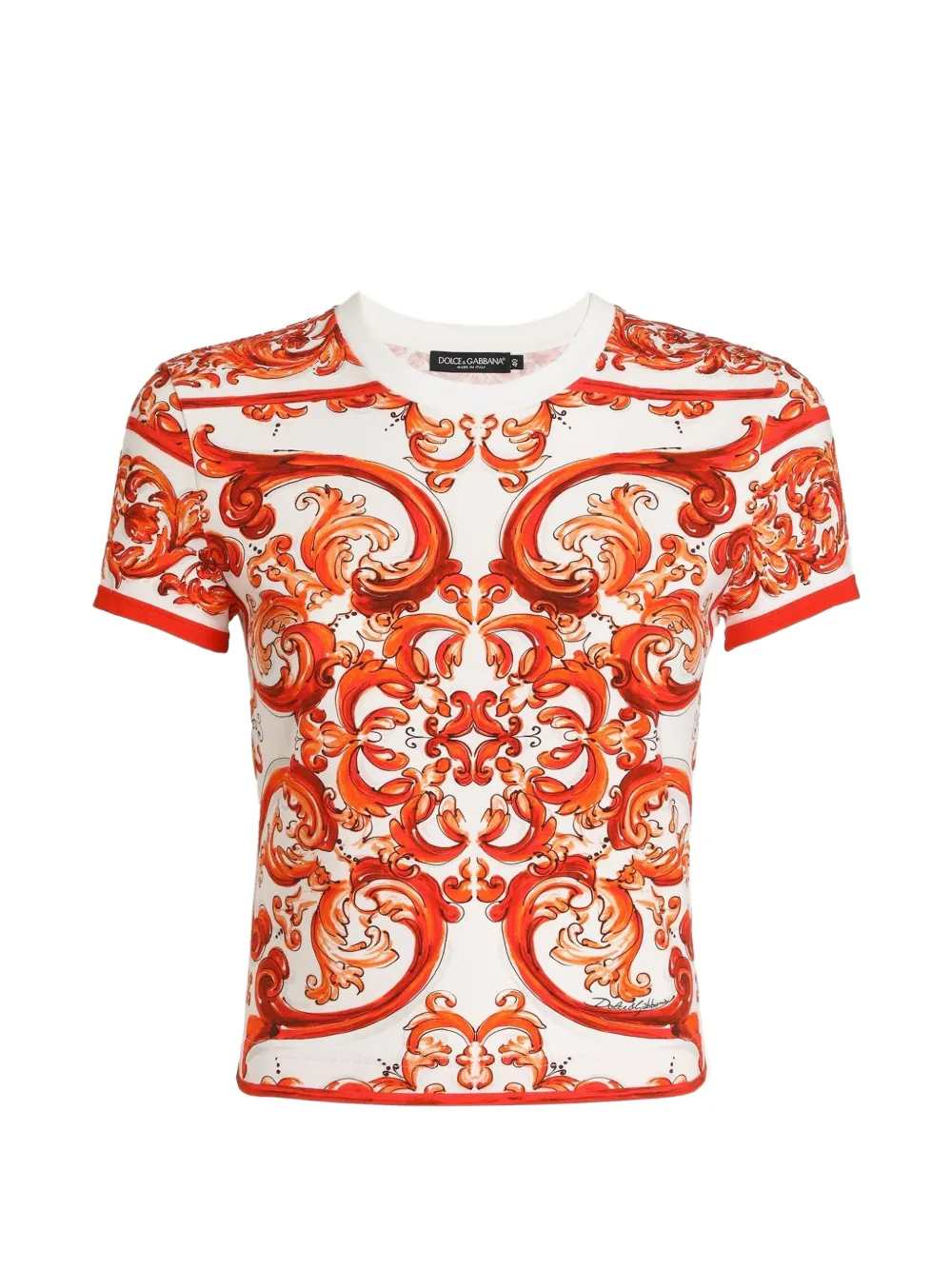 Dolce & Gabbana Women Jersey T-Shirt With Majolica Print